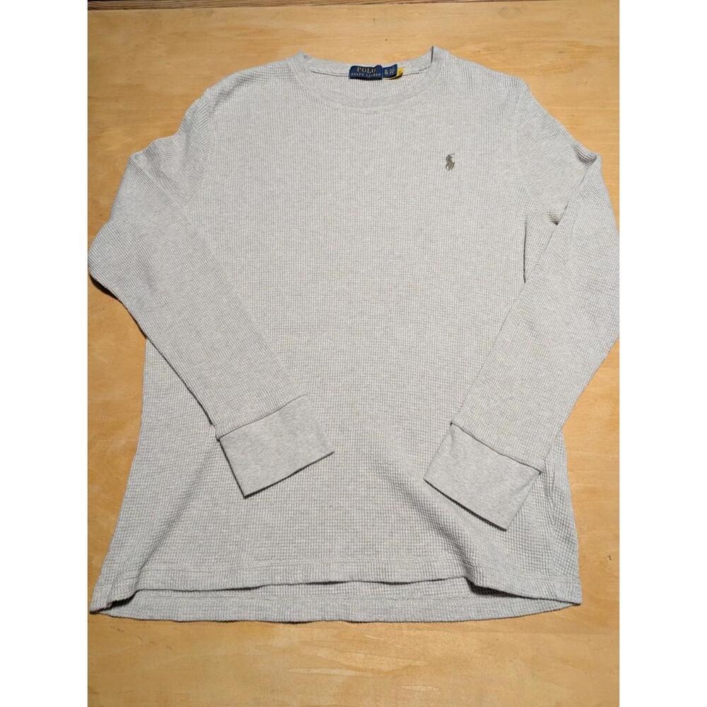 POLO RALPH LAUREN MEN XL WAFFLE LONG SLEVE SHIRT GRAY CASUAL COMFORTABLE FLAWLES